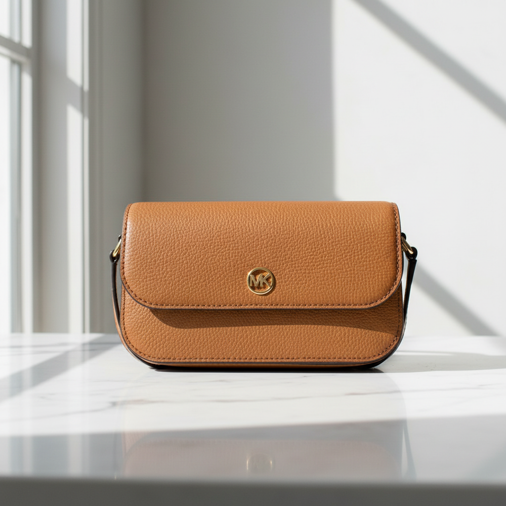 Hnědá kožená crossbody kabelka Michael Kors