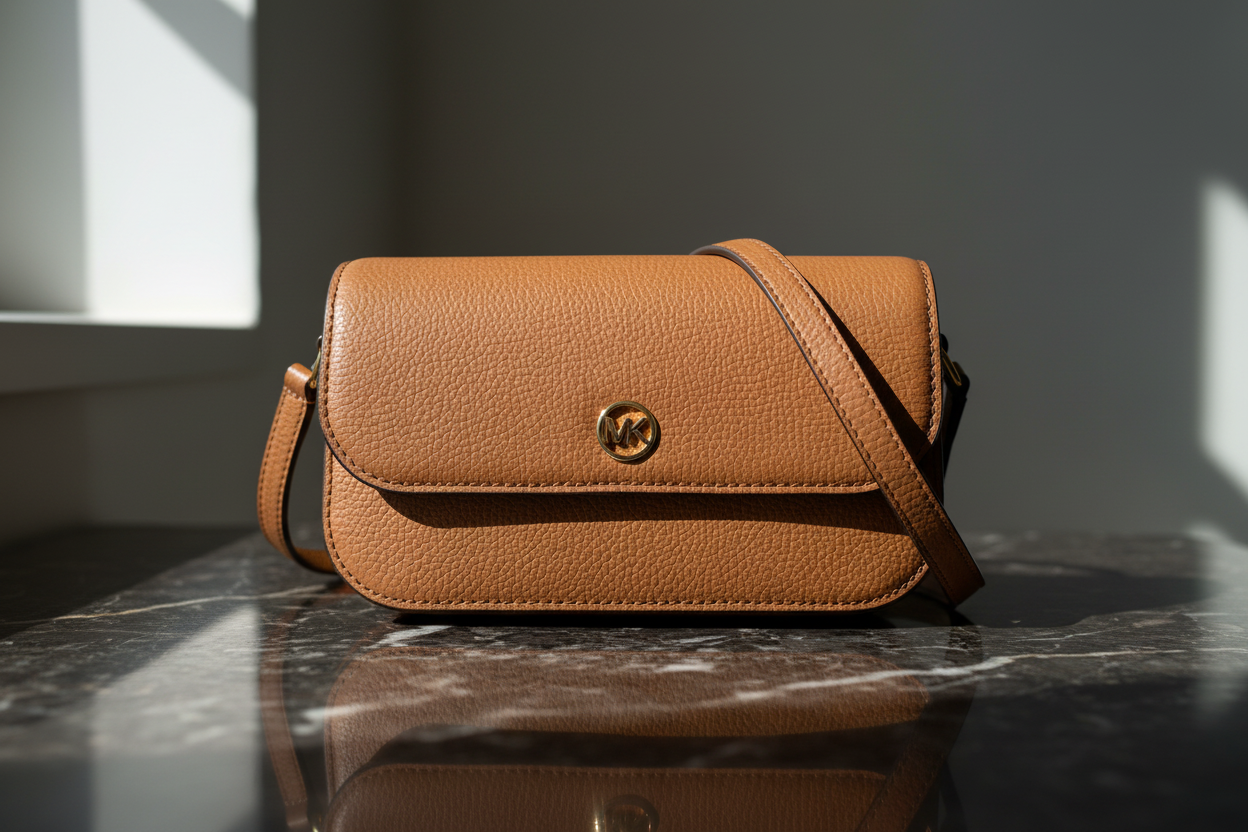 Hnědá kožená crossbody kabelka Michael Kors