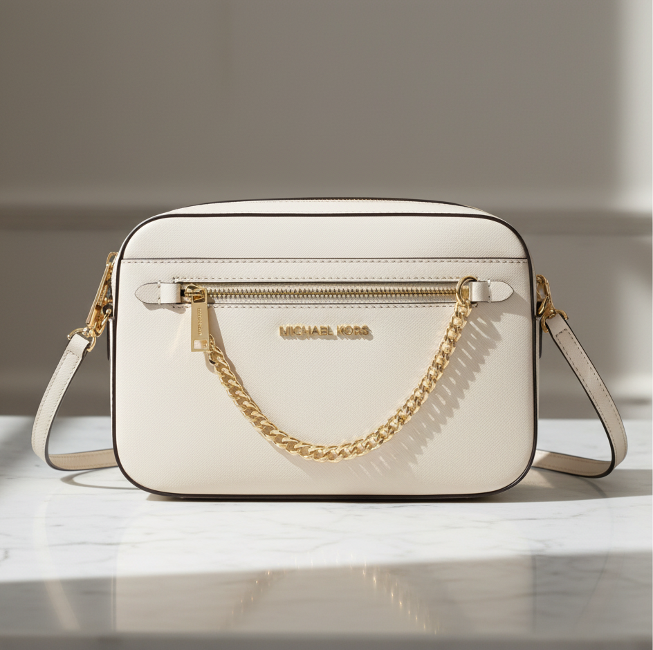 Michael Kors Beige Läder Axelremsväska
