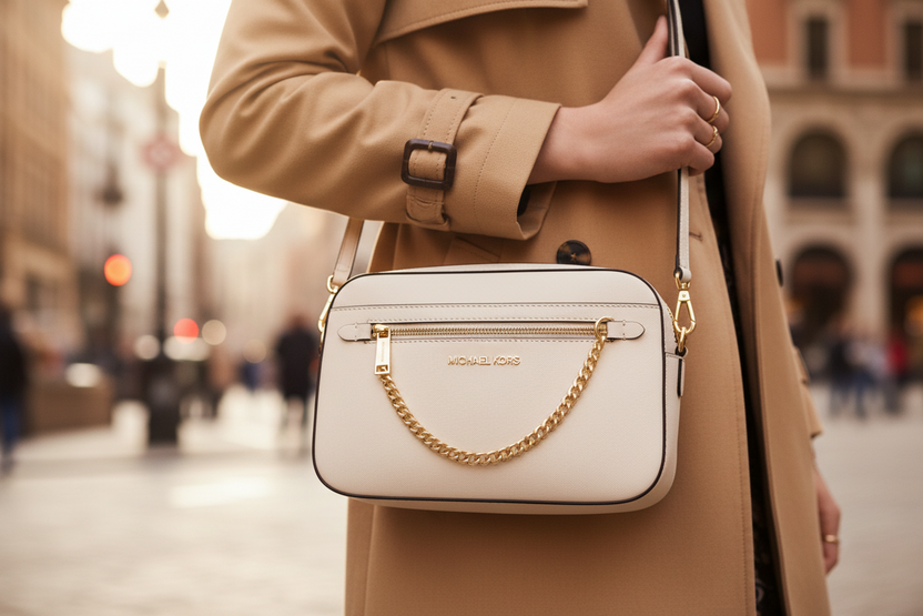 Michael Kors Beige Läder Axelremsväska