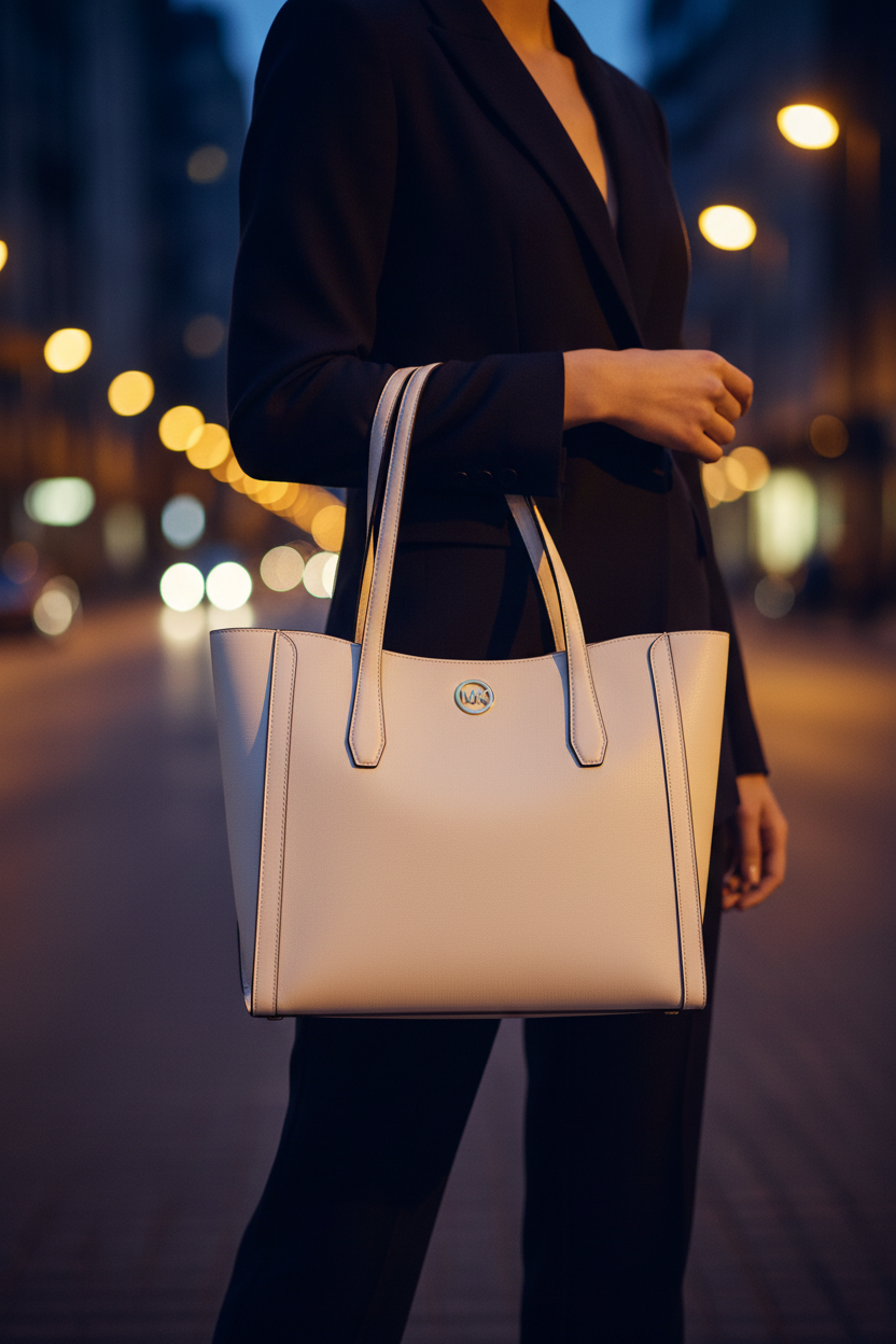 Bílá plátěná taška Michael Kors