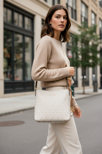 Michael Kors Beige Canvas Crossbody Bag