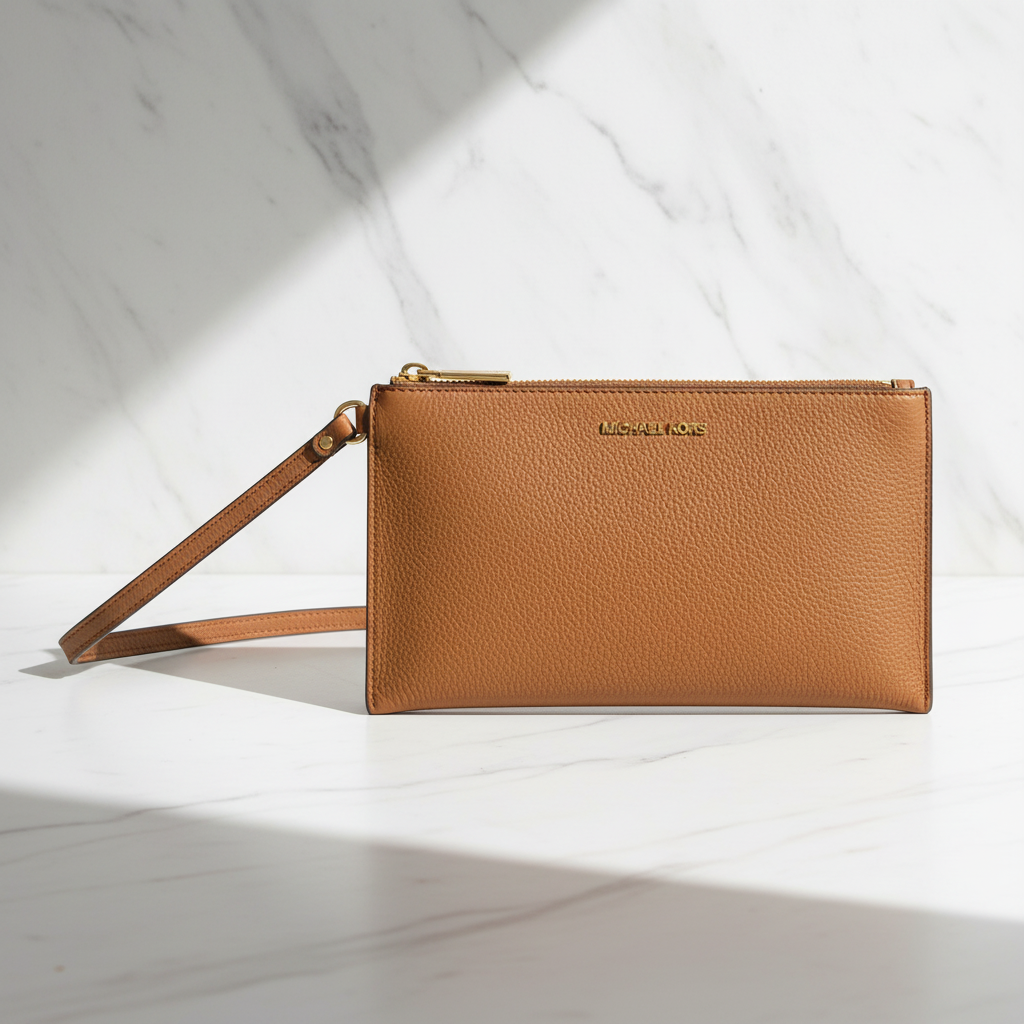 Michael Kors brun kuvertväska i läder