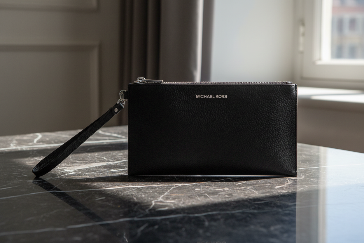 Michael Kors svart läderkuvertväska