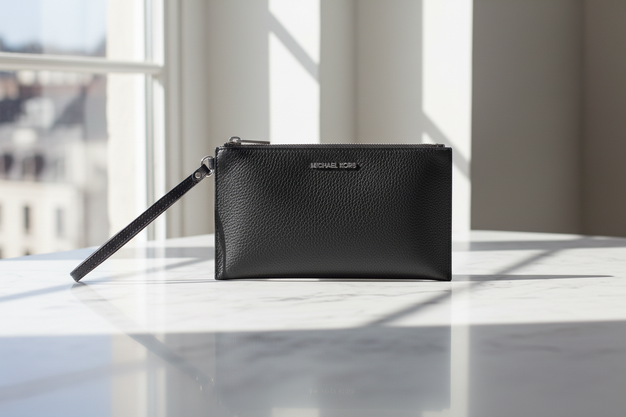 Michael Kors svart läderkuvertväska