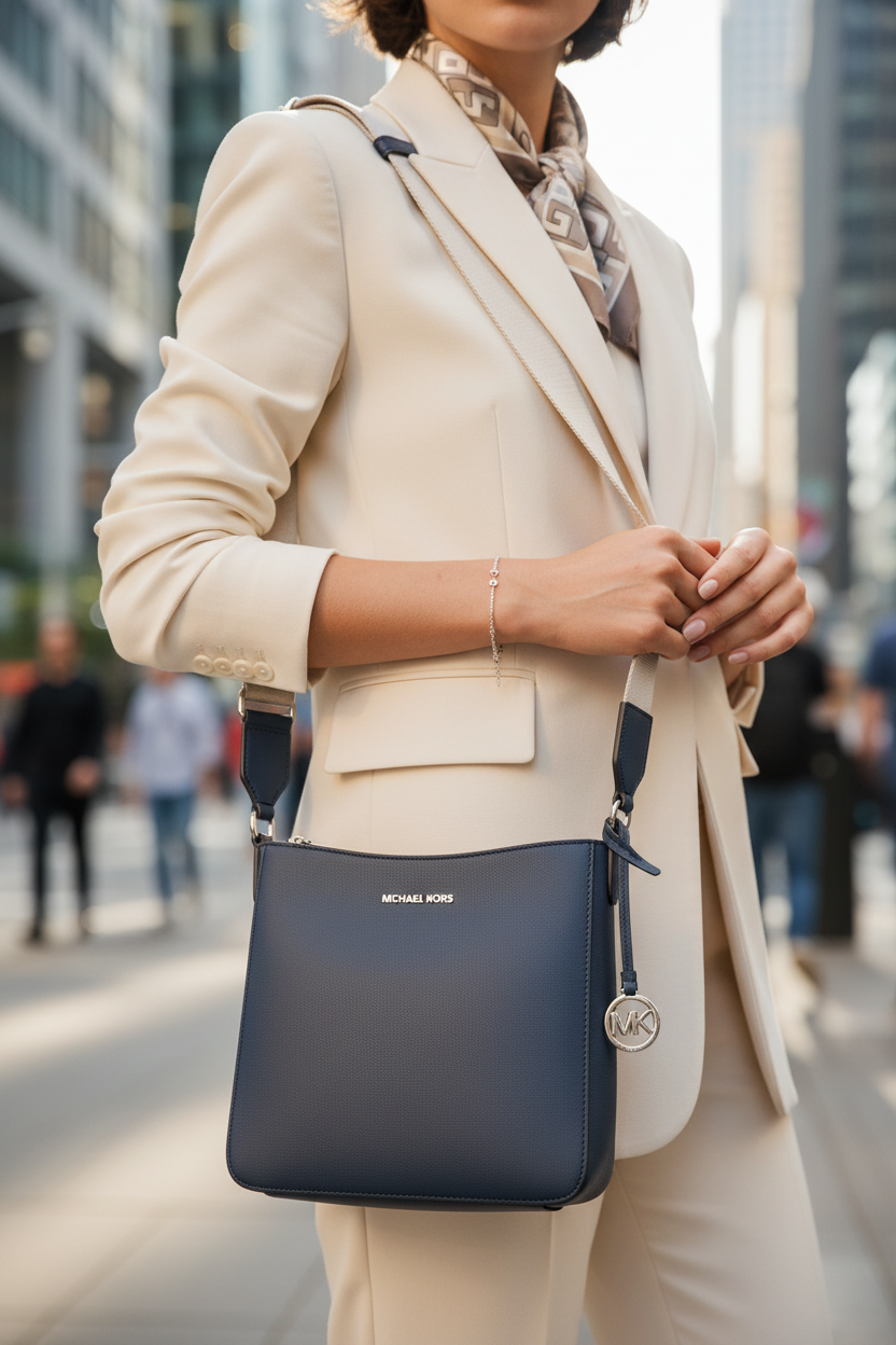 Michael Kors Blue Canvas Crossbody Bag