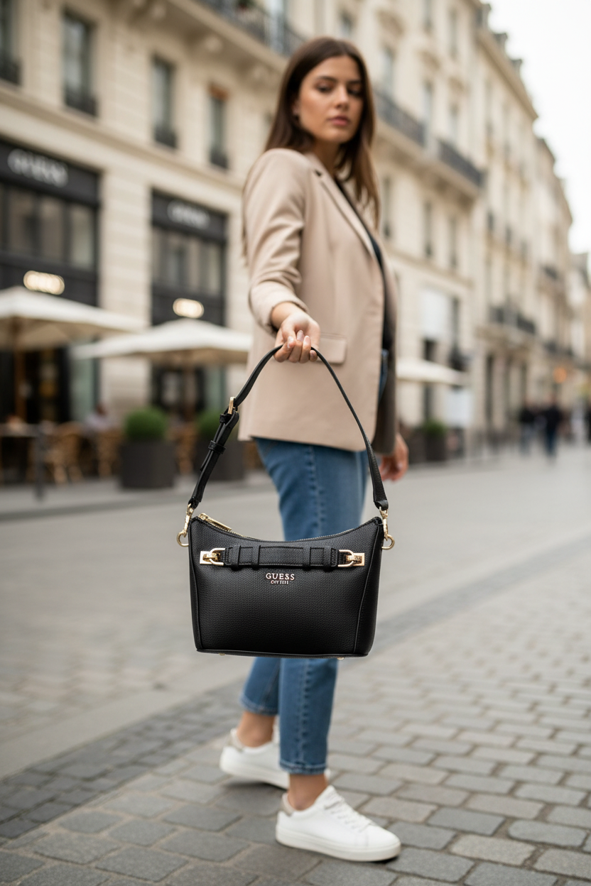 Dámská kabelka Guess Jeans z černého polyuretanu