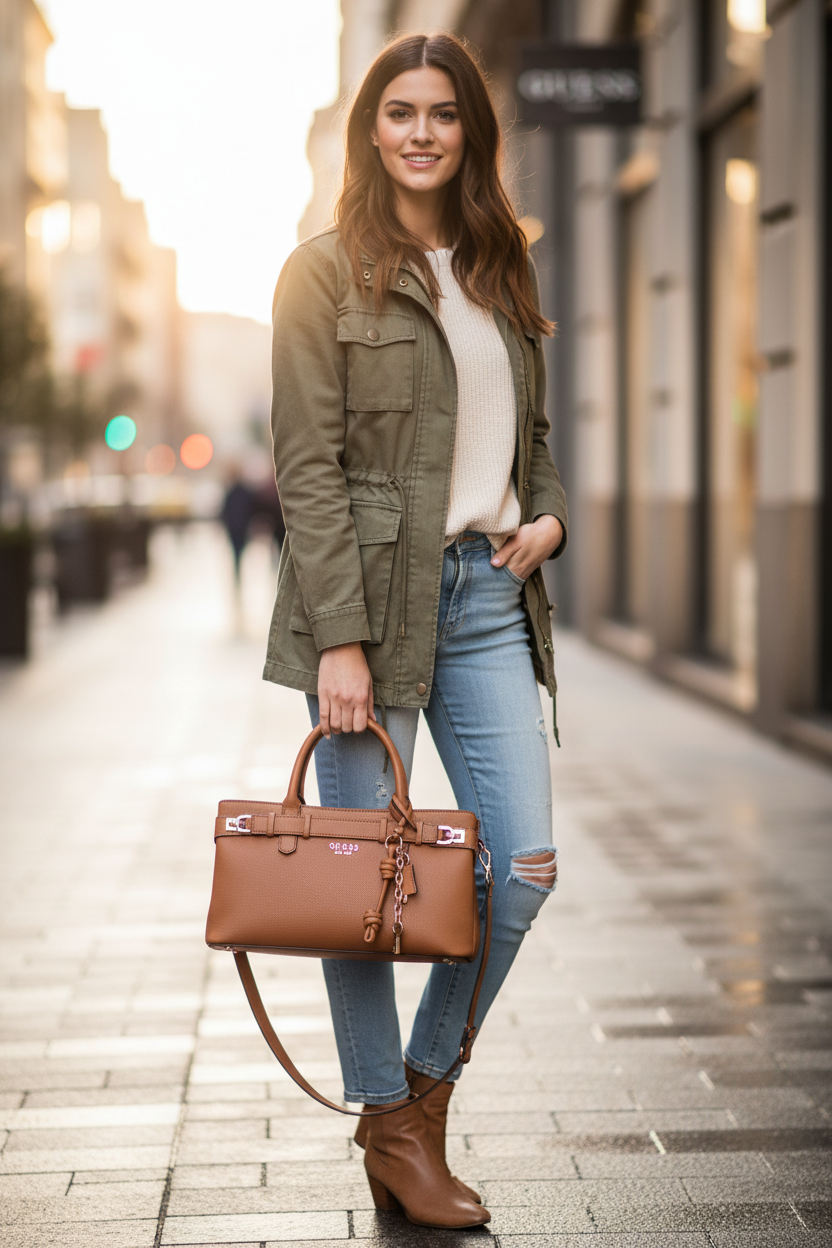 Dámská kabelka Guess Jeans Marrone z polyuretanu