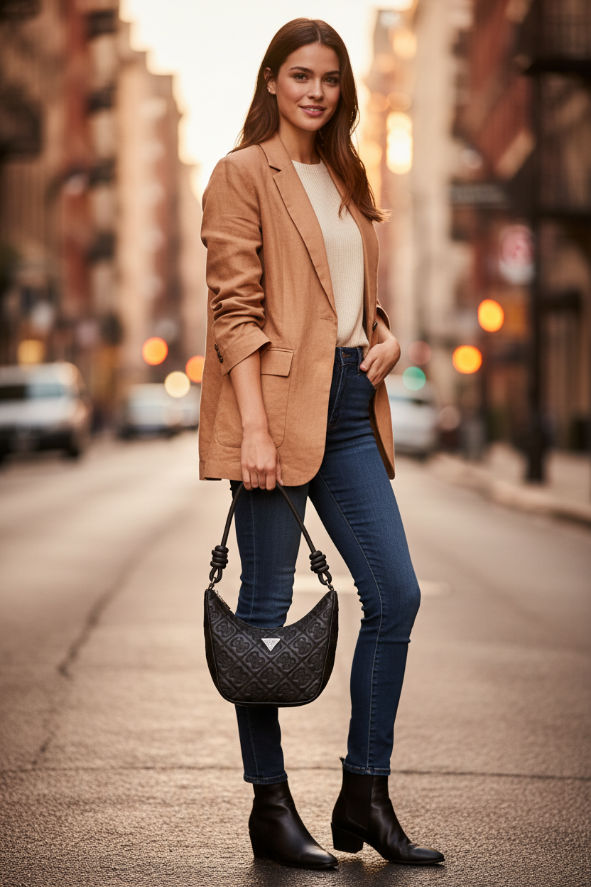 Guess Jeans svart polyuretan handväska för kvinnor