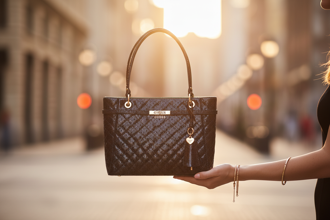 Guess Jeans svart polyuretan damhandväska