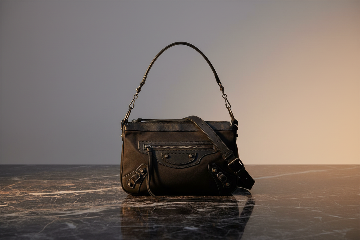 Balenciaga svart polyamid axelväska