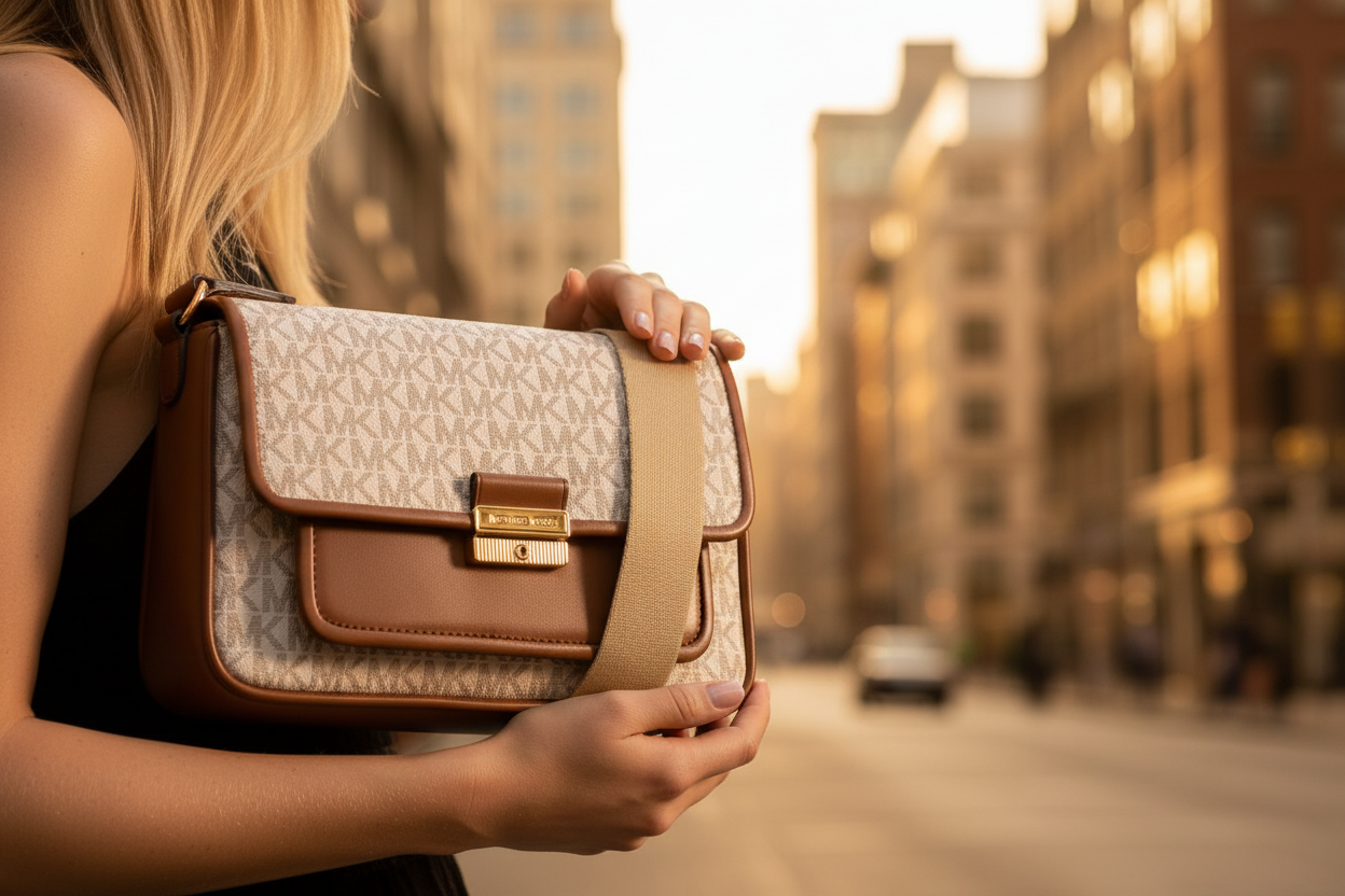 Michael Kors Beige Canvas Crossbody Bag