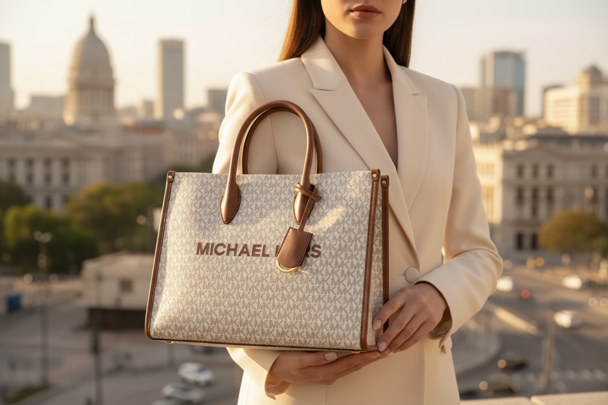 Michael Kors beige tygväska