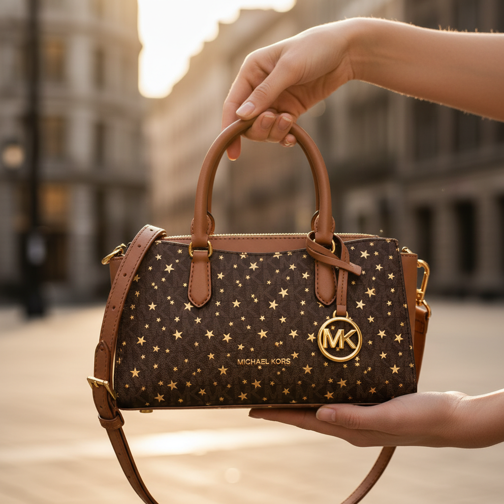 Michael Kors brun canvasväska