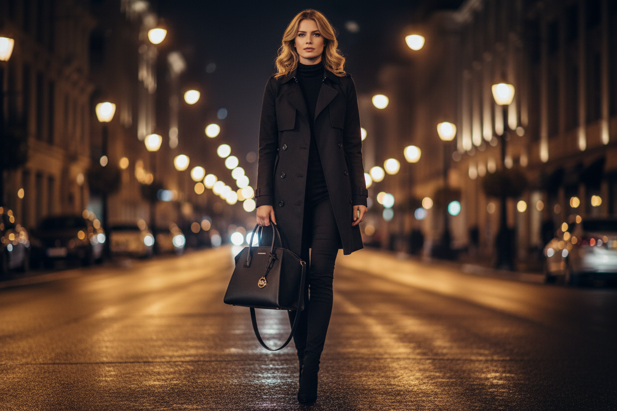 Michael Kors svart läderhandväska