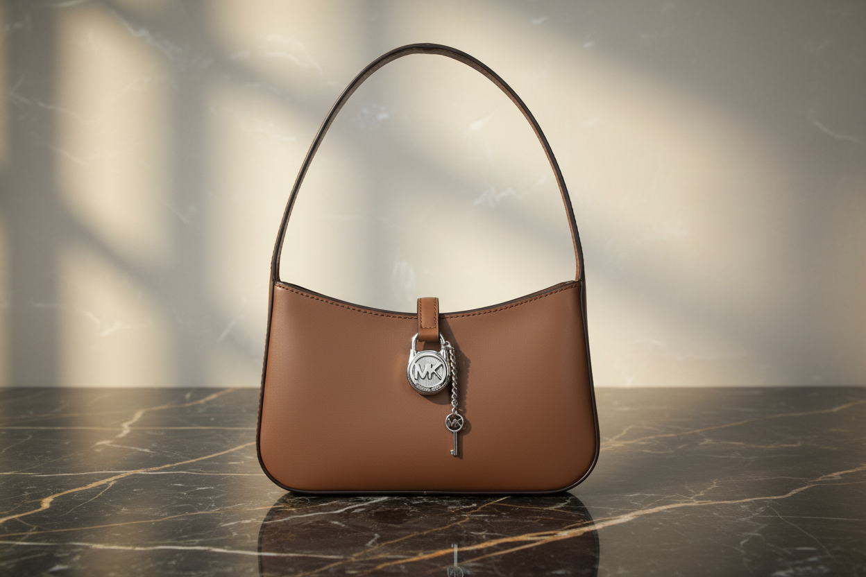 Michael Kors brun läderhandväska