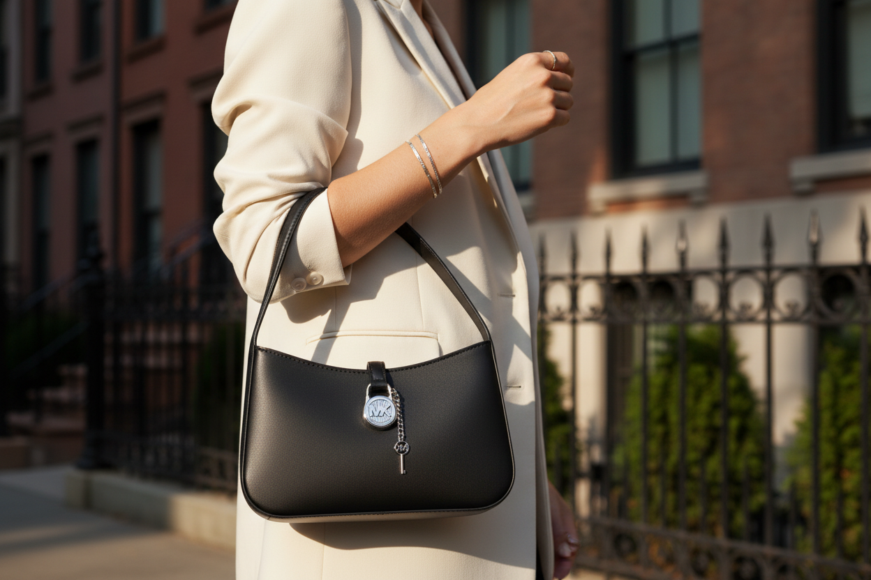 Michael Kors svart läderhandväska