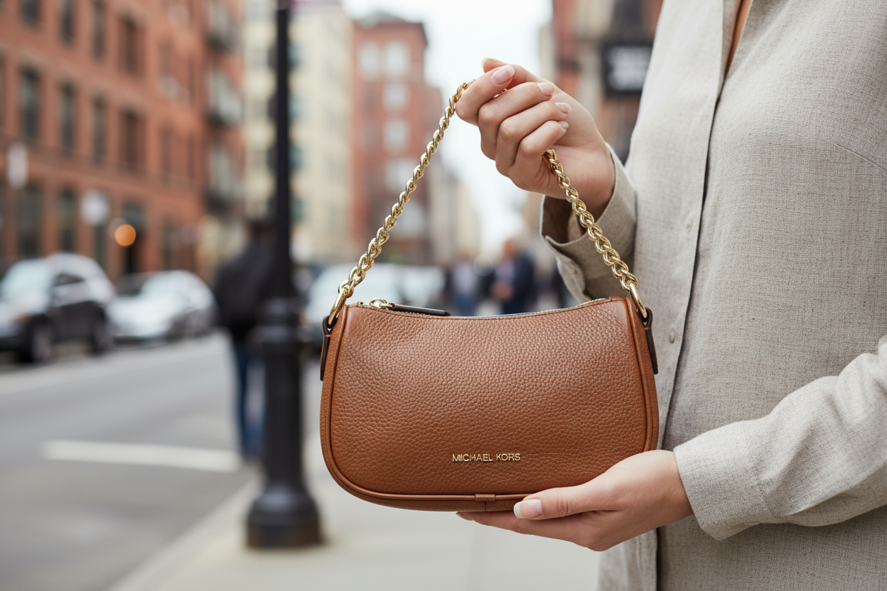 Hnědá kožená kabelka Michael Kors