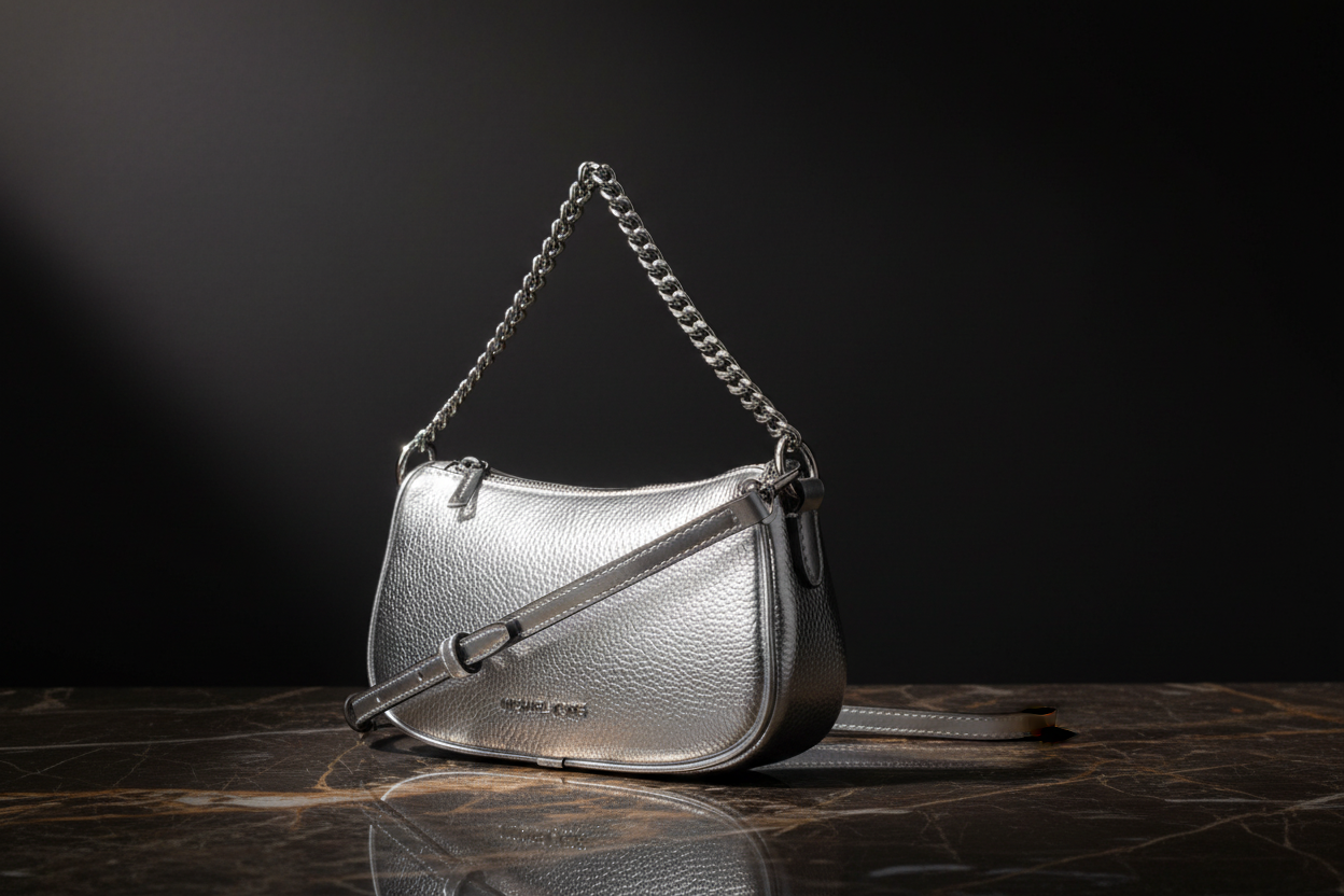 Michael Kors grå läderhandväska