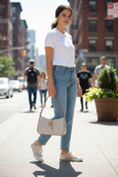 Michael Kors guldfärgad tygväska