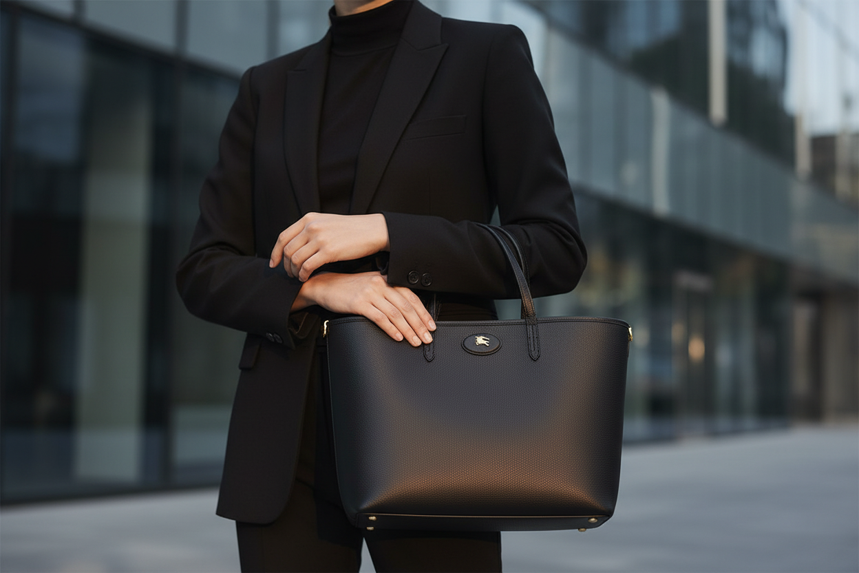 Burberry Black Calf Leather Bos Taurus Shoulder Bag