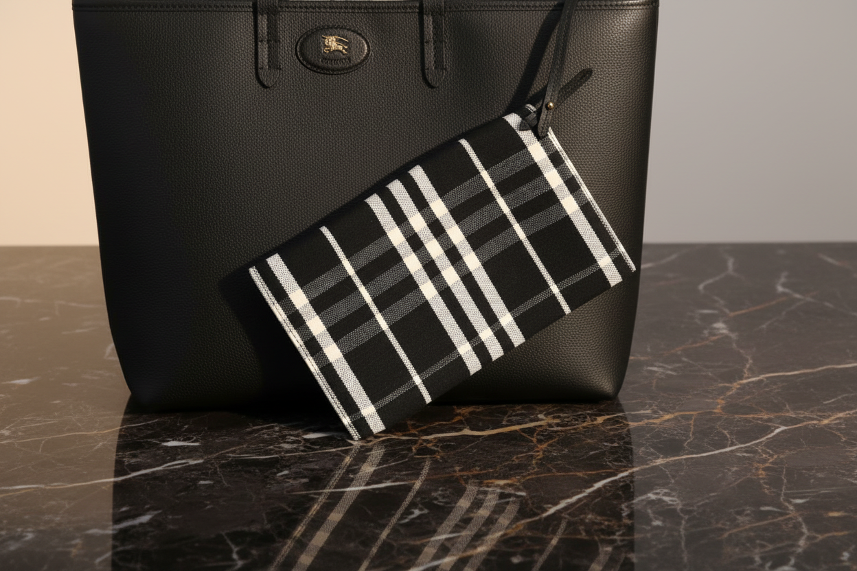 Burberry Black Calf Leather Bos Taurus Shoulder Bag