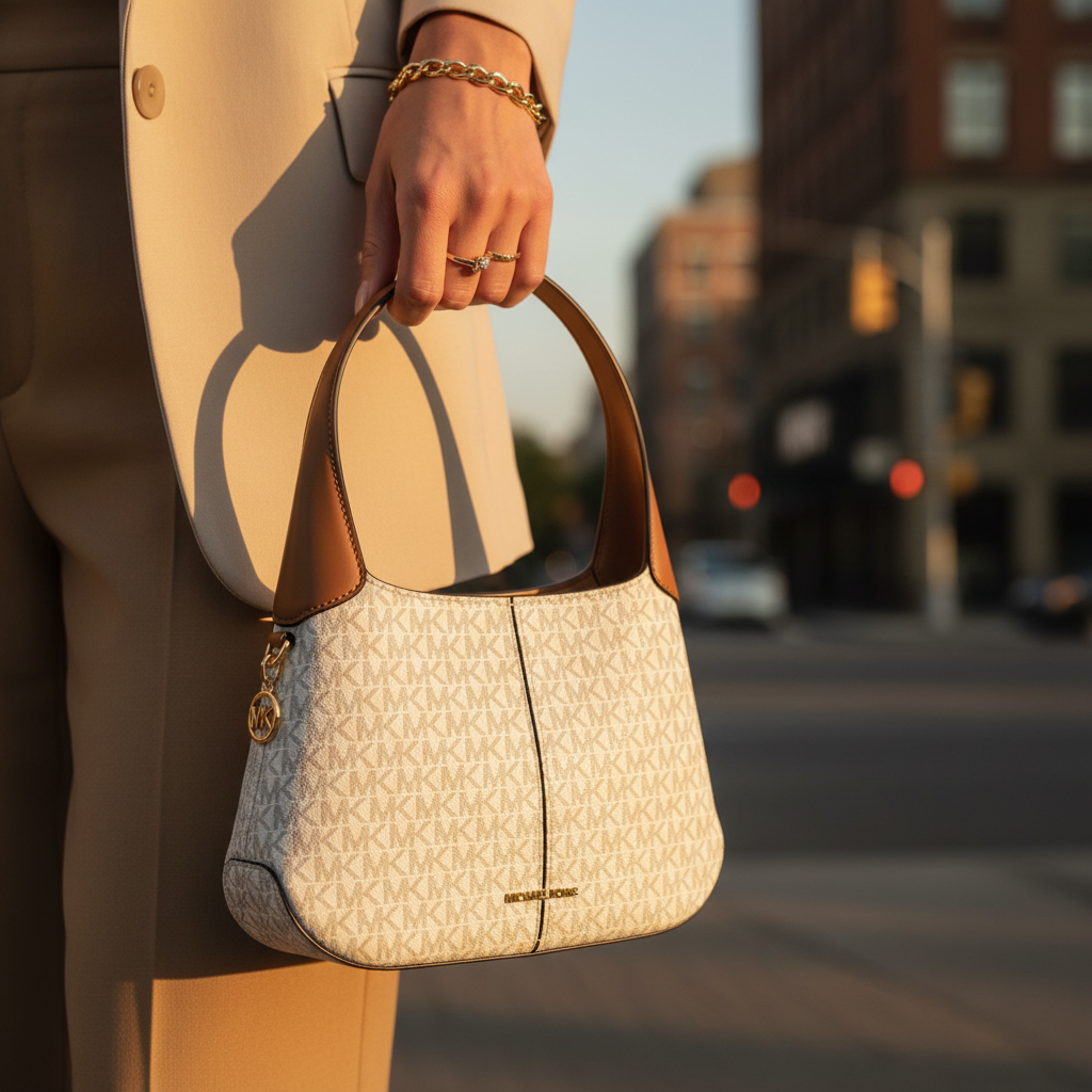 Michael Kors Beige Cotton Shoulder Bag