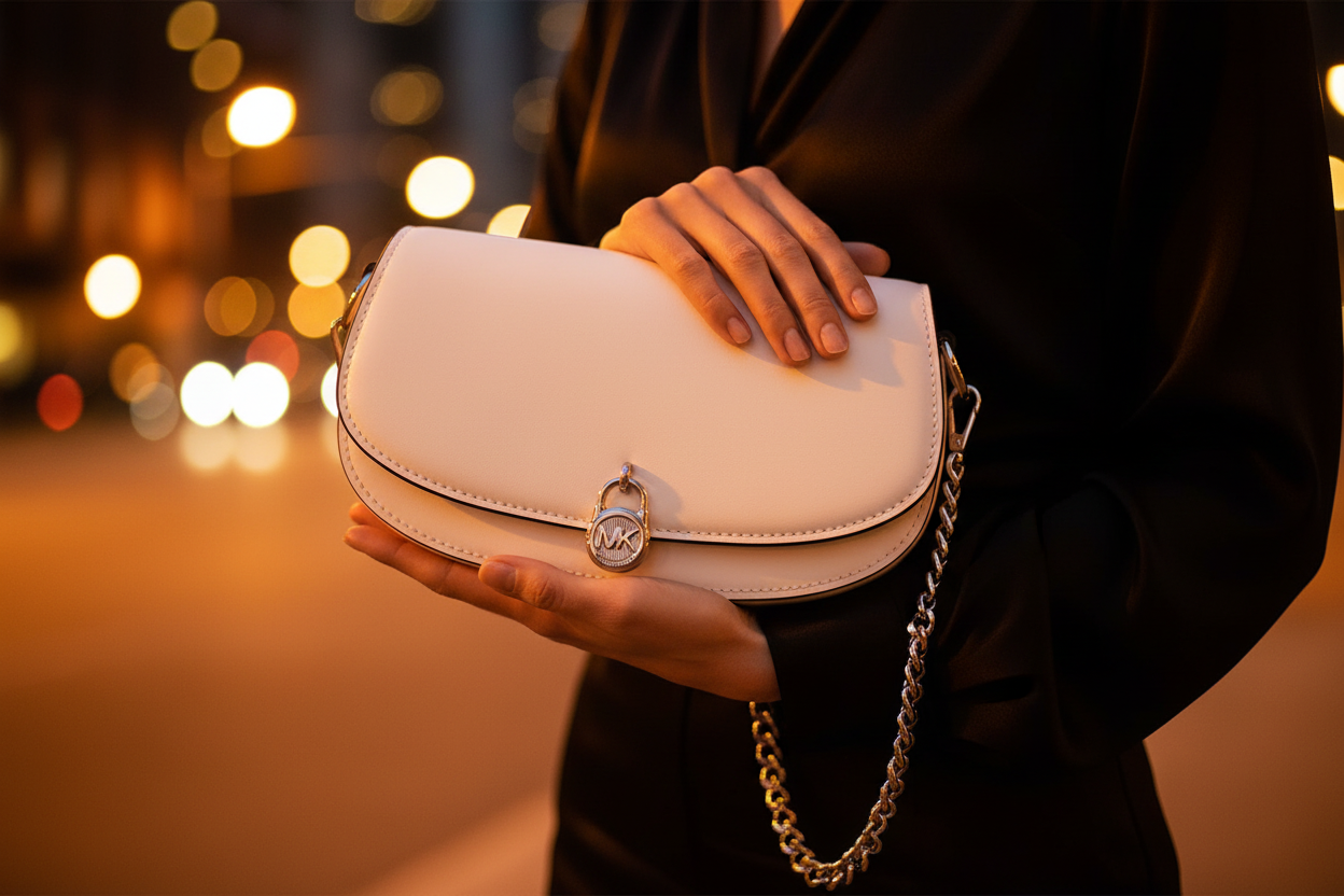Michael Kors White Leather Shoulder Bag