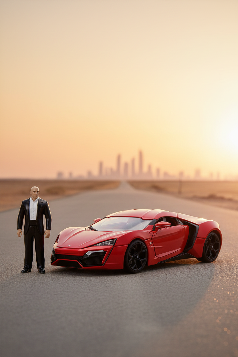 Lykan Hypersport Red with Lights and Dom Figurine "Fast & Furious" Movie 1/18 Diecast Model Car by Jada