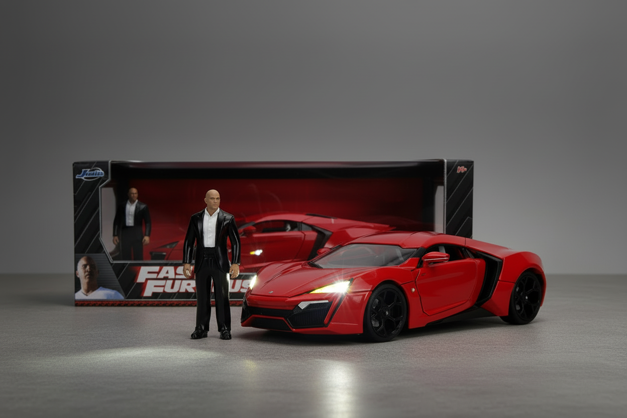 Lykan Hypersport Red with Lights and Dom Figurine "Fast & Furious" Movie 1/18 Diecast Model Car by Jada