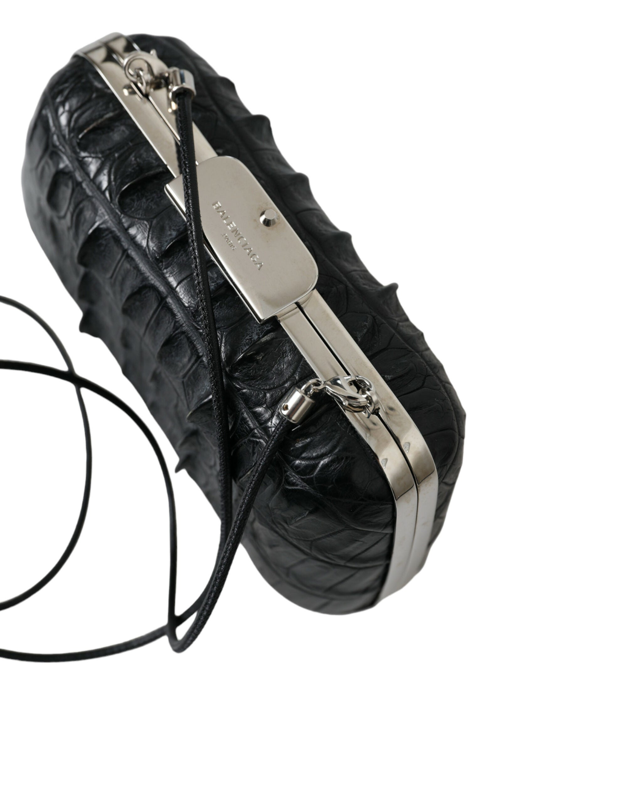 Balenciaga svart exotiskt skinnläder axelremsväska axelremsväska