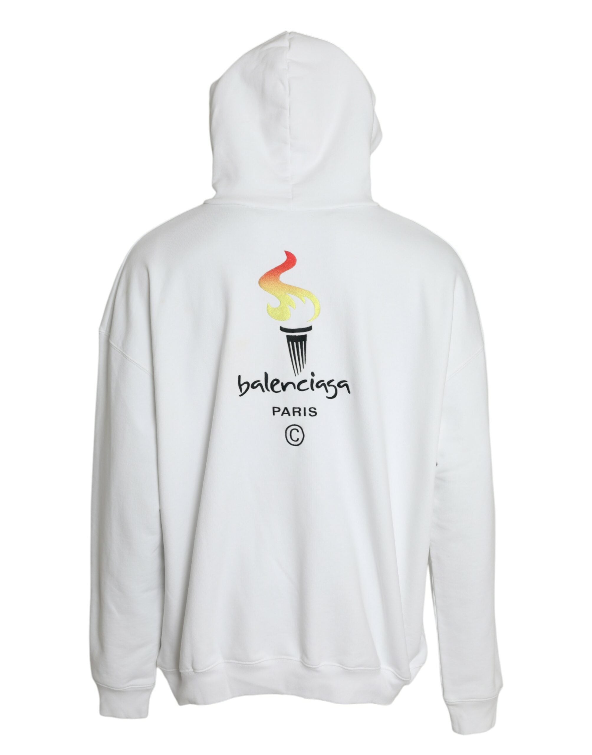 Balenciaga Vit Bomullslogotyp Hoodie Tröja