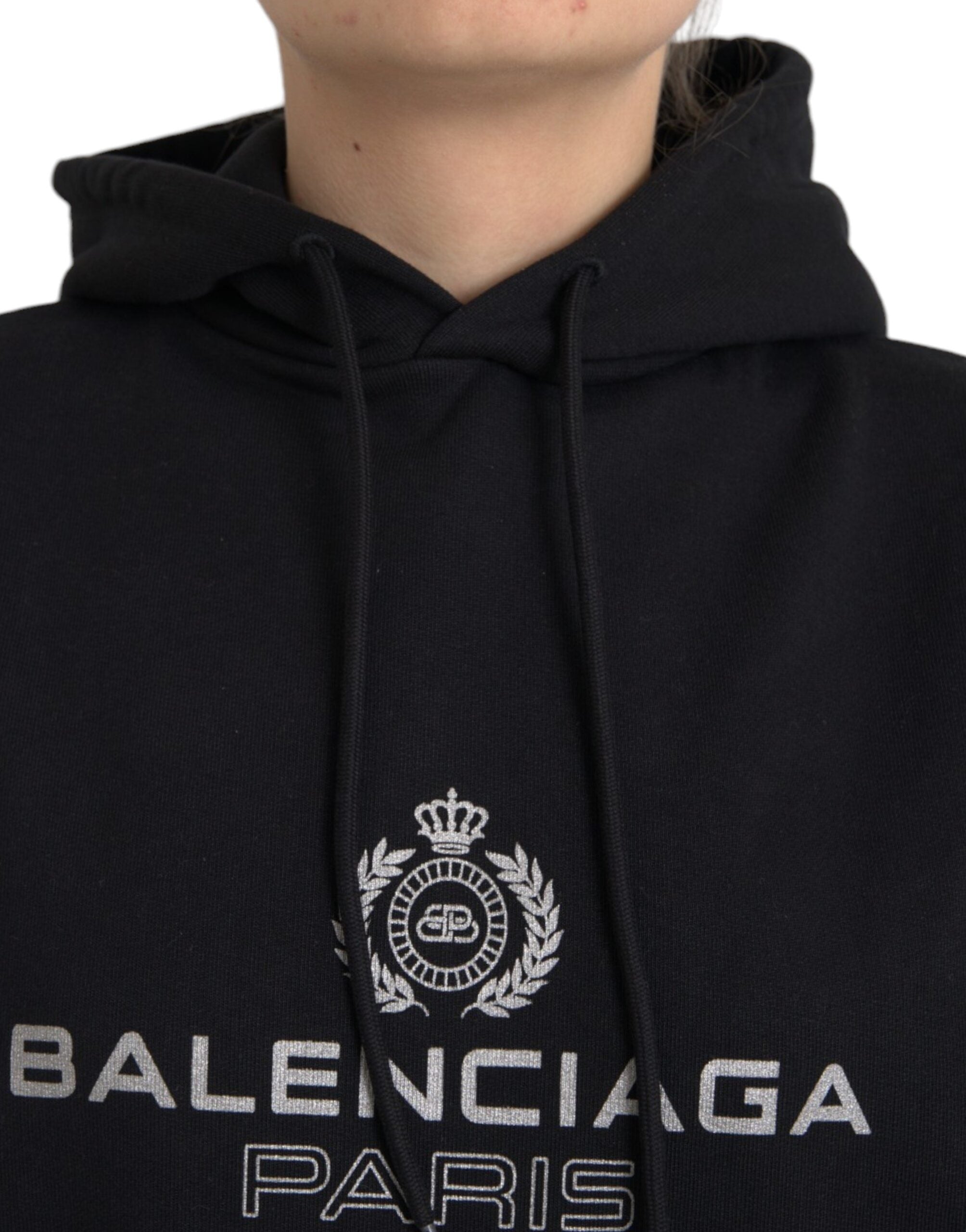 Černá bavlněná mikina s kapucí a logem Balenciaga