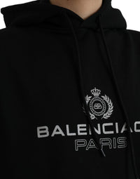 Černá bavlněná mikina s kapucí a logem Balenciaga