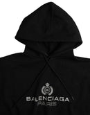 Černá bavlněná mikina s kapucí a logem Balenciaga