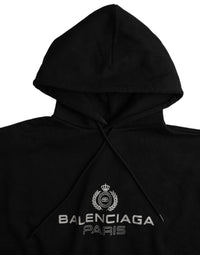 Černá bavlněná mikina s kapucí a logem Balenciaga