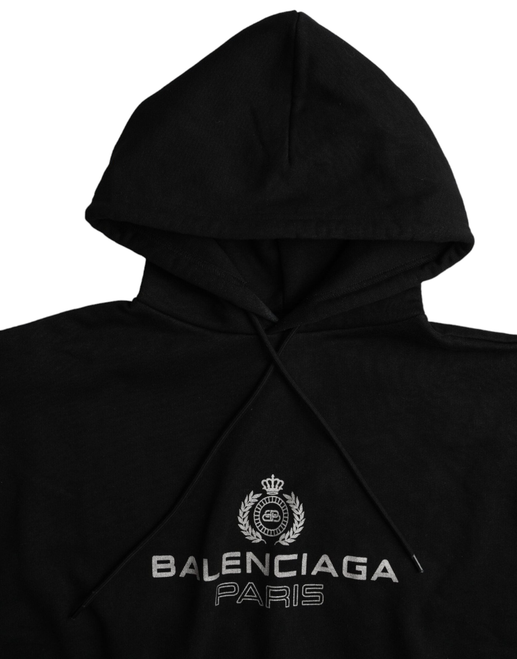 Černá bavlněná mikina s kapucí a logem Balenciaga
