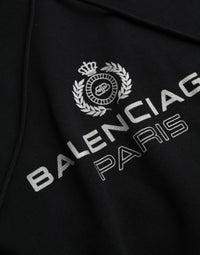 Černá bavlněná mikina s kapucí a logem Balenciaga