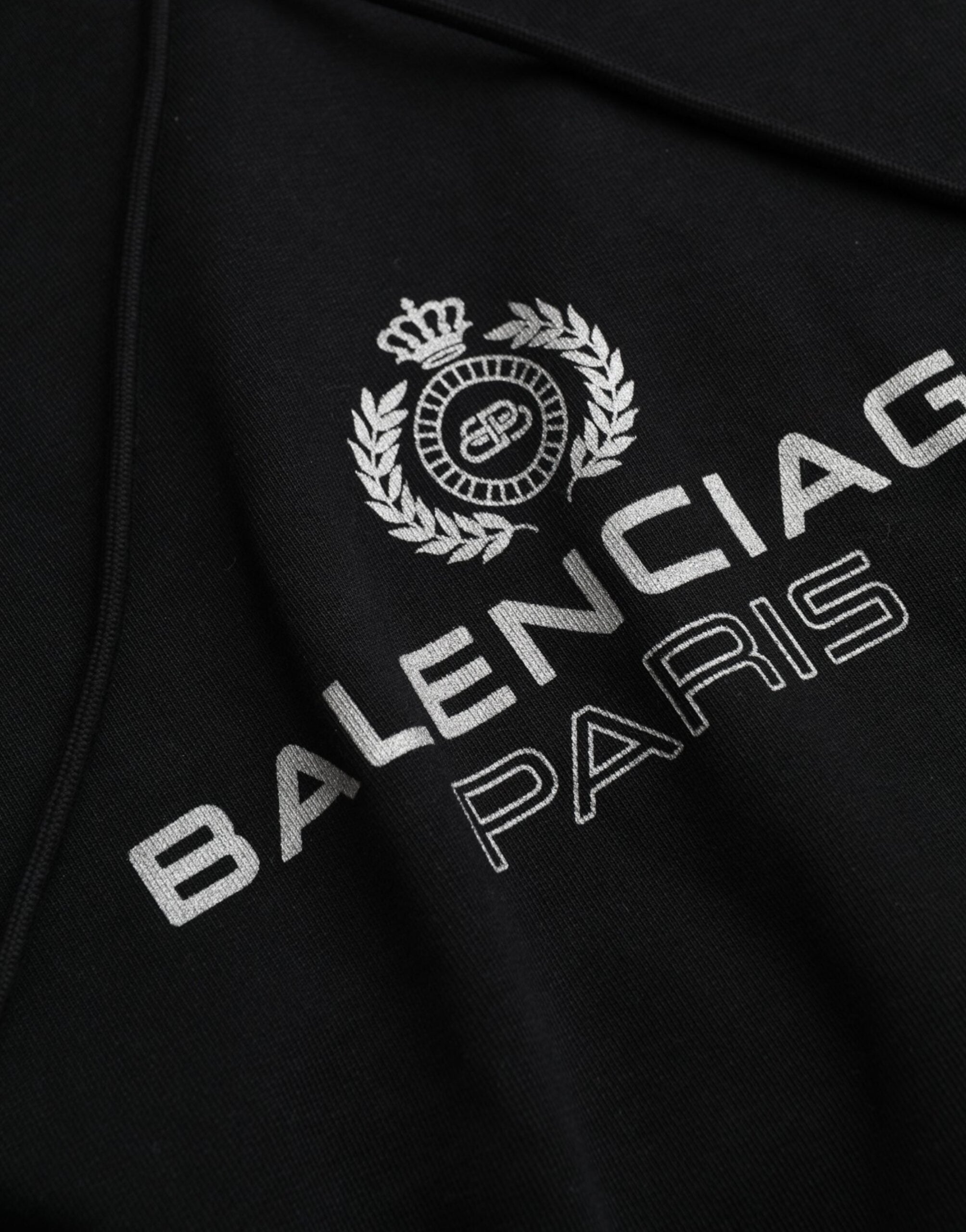 Černá bavlněná mikina s kapucí a logem Balenciaga