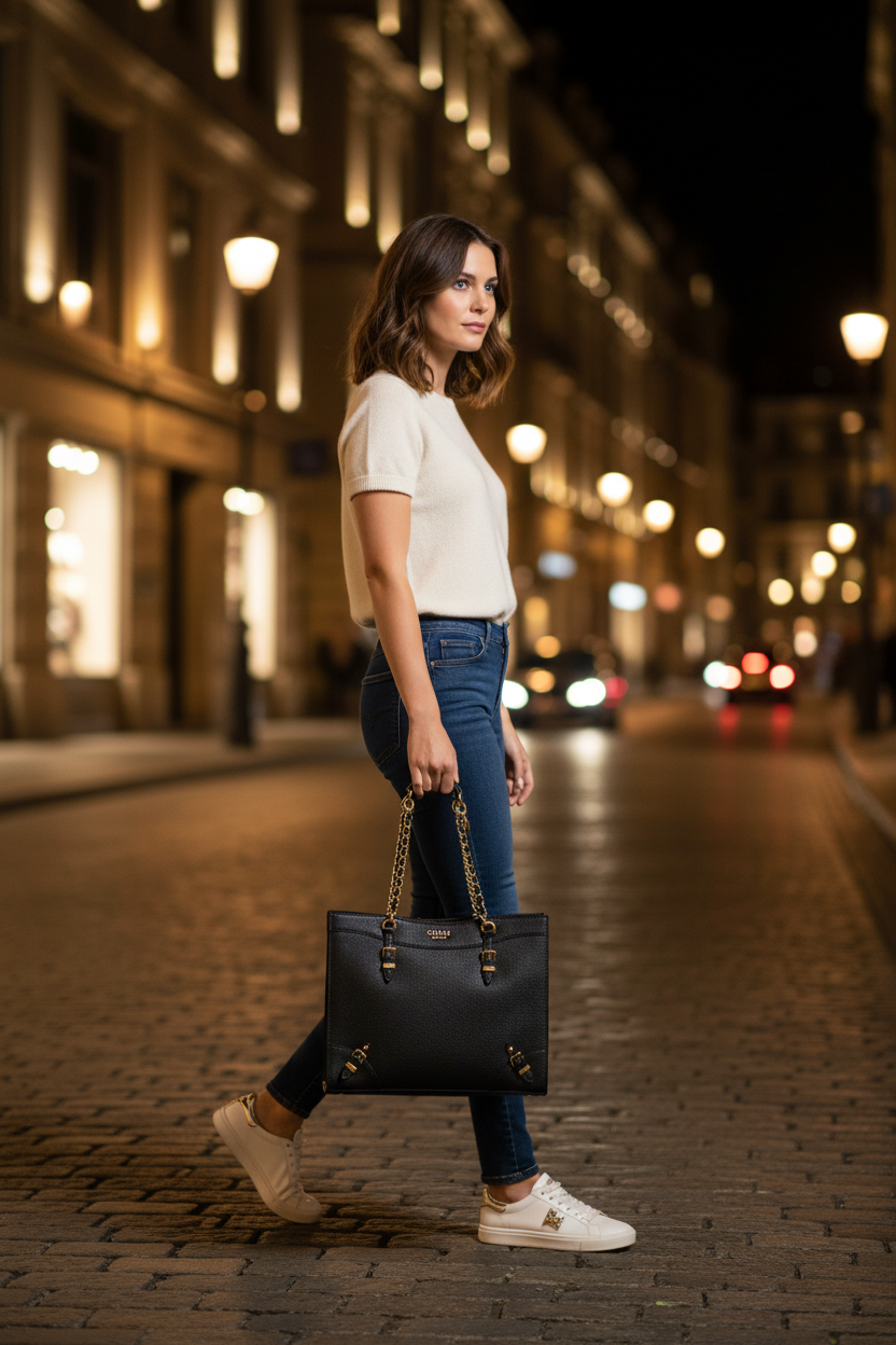 Guess Jeans svart handväska för kvinnor