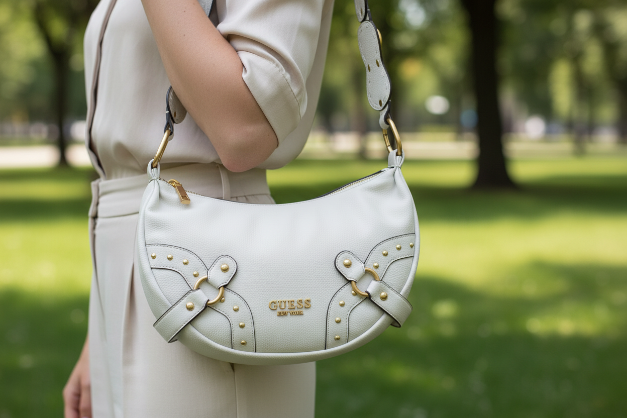 Dámská polyuretanová kabelka přes rameno Guess Jeans Grigio