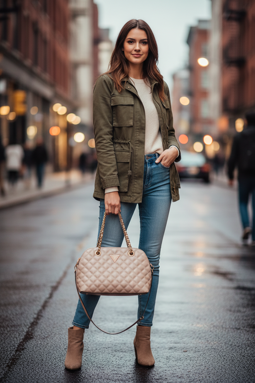 Guess Jeans Beige Damväska