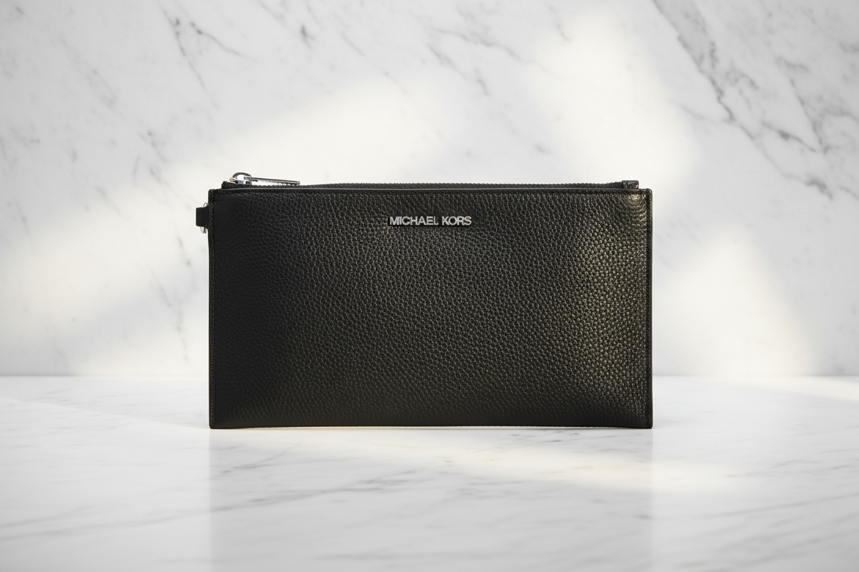 Černá kožená psací taška Michael Kors