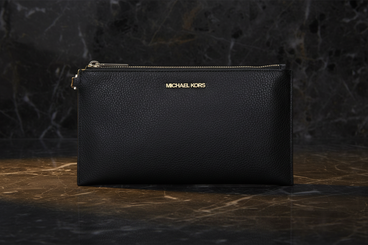 Michael Kors svart läderkuvertväska