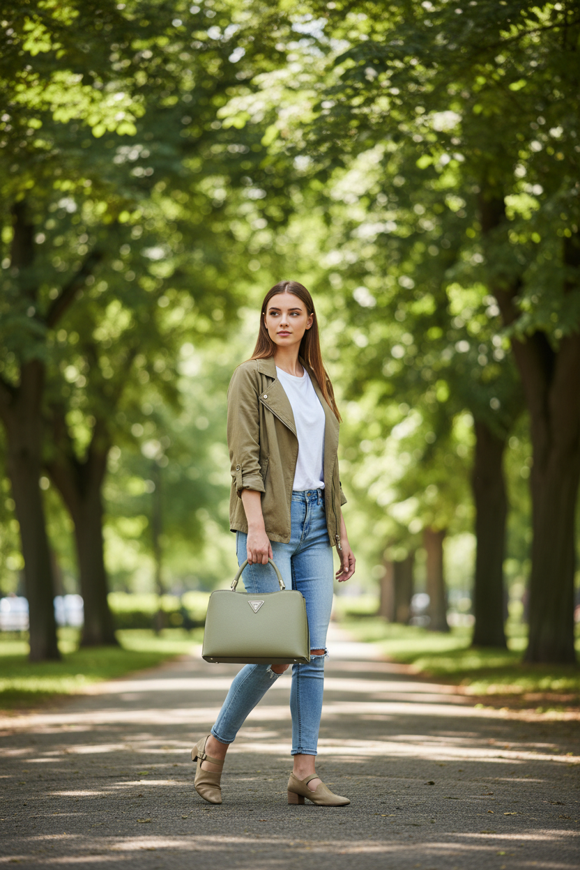 Guess Jeans Verde Damhandväska