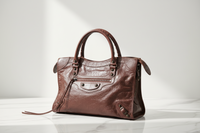 Hnědá telecí kožená kabelka přes rameno Balenciaga Bos Taurus