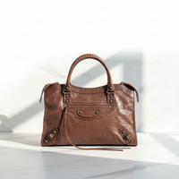 Hnědá telecí kožená kabelka přes rameno Balenciaga Bos Taurus