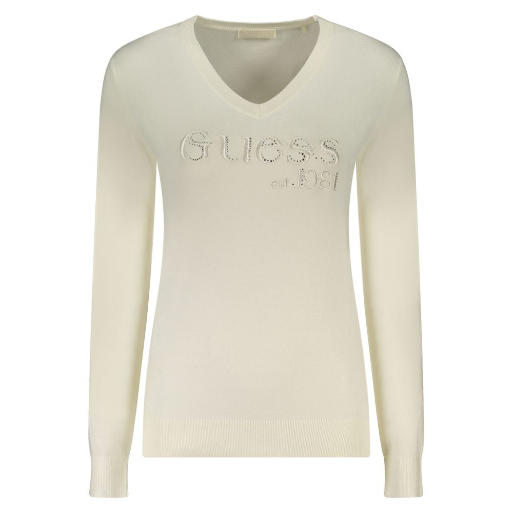 Guess Jeans Bianco Viscosa Dam Långärmad T-shirt