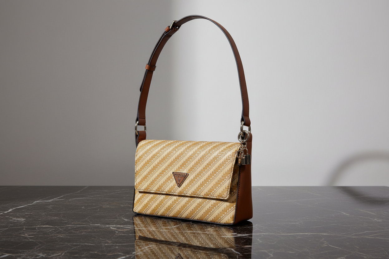 Kabelka z polypropylenu béžové barvy Guess