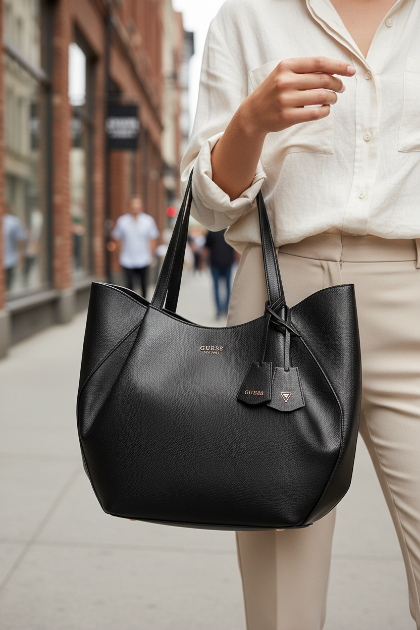 Guess Jeans Nero Poliuretano Women Handbag